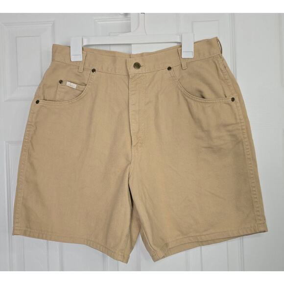chic Pants - Vintage Chic High Waisted Tan Denim Shorts- Size 18 (Waist 31")